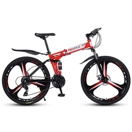 WFIZNB Mountain Bike for Adult folding bike with super Mountain bicycle Carbon Steel Frame 26 inch Wheel 27 speed cross country bike bikes student Road Racing Speed Bike,Red,3 knives