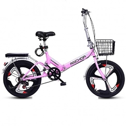 WFSH Folding Bike WFSH *** Reinforced Magnesium Alloy One Round, One City Professional Tire Bicycle 20-Inch Small Folding Commuter Adult Men and Women Lightweight Portable Sports Gear / Pink / 20 Inches