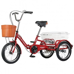 WGYDREAM Bike WGYDREAM Adult Tricycles With Shopping Basket Folding Tricycle High Carbon Steel Folding Frame Trike Bike Bicycle For Picnic Shopping Work Men And Women(Color:red)