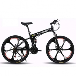 WGYDREAM Folding Bike WGYDREAM Mountain Bike, Collapsible Mountain Bicycles 26 Inch Dual Disc Brake Dual Suspension Ravine Bike, 21 24 27 speeds Carbon Steel Frame (Color : Black, Size : 27 Speed)