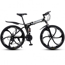 WGYDREAM Folding Bike WGYDREAM Mountain Bike, Collapsible Mountain Bicycles Carbon Steel Frame Ravine Bike with Dual Suspension and Dual Disc Brake, MTB Bike, 26 Inch (Color : Black, Size : 24-speed)