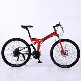 WGYDREAM Bike WGYDREAM Mountain Bike, Collapsible MTB Ravine Bike Mens Womens 26 Inch Carbon Steel Mountain Bike Full Suspension Dual Disc Brake 21 / 24 / 27 Speeds (Color : Red, Size : 27 Speed)