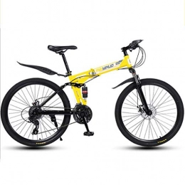 WGYDREAM Folding Bike WGYDREAM Mountain Bike, Collapsible Ravine Bike 26" Dual Disc Brake Double Suspension Mountain Bicycles, 21 24 27 speeds Carbon Steel Frame (Color : Yellow, Size : 24 Speed)