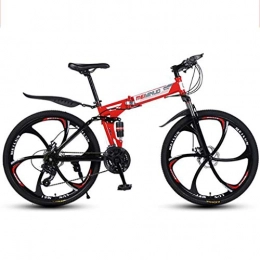 WGYDREAM Folding Bike WGYDREAM Mountain Bike, Foldable Mountain Bicycles 26" Ravine Bike with Dual Disc Brake Double Suspension, Carbon Steel Frame 21 24 27 speeds (Color : Red, Size : 21 Speed)