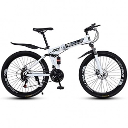 WGYDREAM Mountain Bike, Foldable Mountain Bicycles Full Suspension MTB Bikes Dual Disc Brake Ravine Bike, 26 inch Spoke Wheels (Color : White, Size : 21-speed)