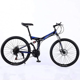 WGYDREAM Bike WGYDREAM Mountain Bike, Foldable MTB Ravine Bike Mens Womens 24" Carbon Steel Mountain Bicycles Bike Dual Suspension Double Disc Brake 21 / 24 / 27 Speeds (Color : Blue, Size : 27 Speed)