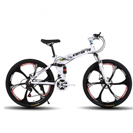 WGYDREAM Bike WGYDREAM Mountain Bike, Foldable Ravine Bike 24 Inch Dual Disc Brake Full Suspension Mountain Bicycle, 21 24 27 speeds Carbon Steel Frame (Color : White, Size : 27 Speed)