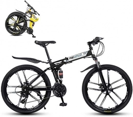 Wj Folding Bike WJ Foldable Mountain Bike, 26 Inches 8 Seconds Fast Folding MTB Bicycle, 21 Speed Steel Frame Dual Disc Brake Folding Bike for Off-Road City Cycling, C, 26 Inch