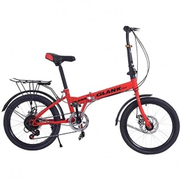 Wj Bike WJ Mini Folding Bike, 20 Inch 15S Folded Portable Bike with High Tensile Strength Steel Folding Frame, Double Disc Brake Mountain Bicycle Urban Commuters for Adults Students, B