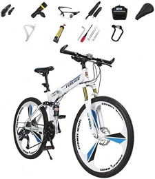 WJJH Folding Bike WJJH Bicycle 26in Folding Mountain Bike, Outdoor 27 Speed Bicycle Full Suspension MTB Bikes, Maximum load is about 200KG, suitable for the crowd of 160-185CM, A