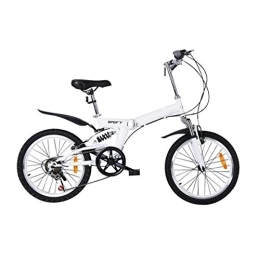 WJSW Folding Bike WJSW 20" Adult Folding Bik Hardtail Bicycle for a Path Trail & Mountains Black Steel Frame Adjustable Seat in 4 Colors, White