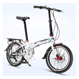 WJSW Bike WJSW Adults Folding Bike, 20 Inch 7 Speed Foldable Bicycle, Super Compact Urban Commuter Bicycle, Foldable Bicycle with Anti-Skid and Wear-Resistant Tire, White
