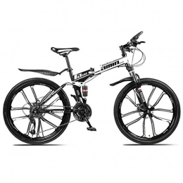 WJSW Folding Bike WJSW Dual Disc Brake Freestyle Folding Mountain Bike, Dual Suspension Road Bicycle 26 Inch (Color : Black, Size : 21 speed)