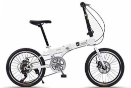 WJSW Folding Bike WJSW Folding Bike Bicycle 20 Inch 7 Speed City Commuter Adult Male and Female Students Light Suitable for A Variety of Road, White