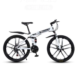 WJSW Bike WJSW Folding Mountain Bicycle Bike for Adults, PVC Pedals And Rubber Grips, High Carbon Steel Frame, Spring Suspension Fork, Double Disc Brake