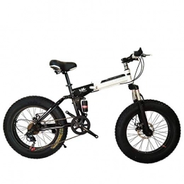 WJSW Bike WJSW Folding Mountain Bike 20 / 26 Inch 27 Speed, Gears with 4.0" Fat Tyres Snow Bicycles, Black, 20