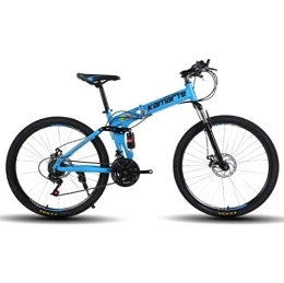 WJSW Bike WJSW Folding Mountain Bike For Adults, Dual Disc Brakes Sports Leisure City Road Bicycle (Color : Blue, Size : 24 Speed)