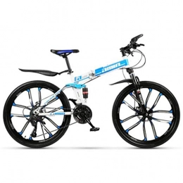 WJSW Folding Bike WJSW High-carbon Steel Folding Mountain Bike, Portable Outdoor Sports Leisure Bicycle 26 Inch (Color : Blue, Size : 30 speed)