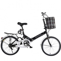 wjvnbah Bike wjvnbah 20-inch Portable Folding Bike Male Female Adult Lady City Commuter Outdoor Sport Bike with Basket, Black