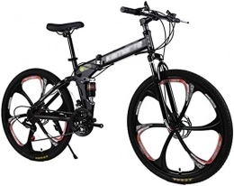 Wlehome Bike Wlehome Folding Bike, Mountain Bike Adult 24 Inch, 21 / 24 / 27 Speed Variable Speed Student Bicycle, Shock Double Disc Brake Student Bicycle, Sports Bicycle, Black