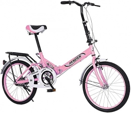 WLGQ Folding Bike WLGQ Adult Folding Bike, Leisure 20 Inch City Folding Mini Compact Bicycle Urban Bicycle for Students, Office Workers Outdoors Riding Excursion Pink, 20 in (Pink 20 in)