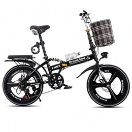 WLGQ Bike WLGQ Bicycle Folding Shifting Disc Brakes 20 Inch Shock Absorption Unisex Ultralight Portable Folding Bicycle (Color : Black, Size : 150 * 35 * 110cm)