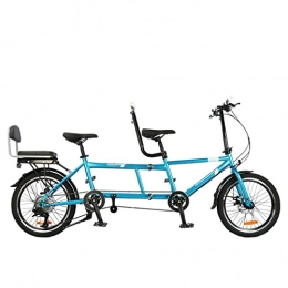 WLL-DP Folding Bike WLL-DP Portable Foldable Tandem Bicycle, Universal Sightseeing Travel Disc Brake Variable Speed Bike, Parent-Child Activities Couples Riding Bicycle