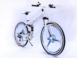 WMZX Folding Bike WMZX Double Disc Brake Bike, Folding Mountain Bicycle, Primary School Student Pedal Folding Bicycle, Outdoor Riding Exercise Carbon Steel Car / White / 26 * 17 inches