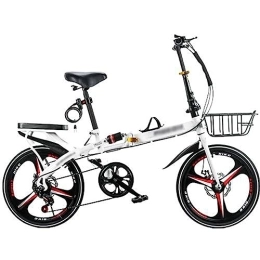 WOLWES Bike WOLWES Adult Folding Bike, 6 Speed Full Suspension Bicycle Camping Bicycle Carbon Steel Frame Folding Bike, with Dual Disc Brake for Teens, Adults A, 20in