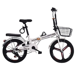 WOLWES  WOLWES Adult Folding Bike, Foldable Bicycle with 6 Speed Gears High Carbon Steel City Folding Bike with Mudguard Rear Carrier Portable Bikes C, 20in