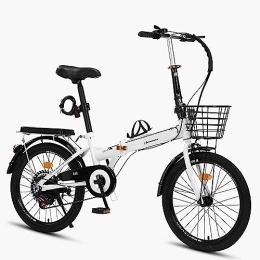 WOLWES  WOLWES Adult Folding Bike, portable bicycle Carbon Steel Bicycles, 7-Speed Drivetrain, and v-Brake for Adult Camping Height Adjustable A, 16in