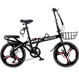WOLWES Bike WOLWES Folding Bike, Adult Bike, 6-Speed Folding Bicycle Easy Folding City Bicycle with Disc Brake, for Men Women B, 16in
