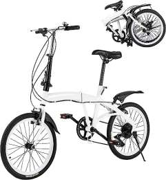 WOLWES Folding Bike WOLWES Folding Bike, Carbon Steel Bicycles Folding Bike with 7 Speed Gears 20-inch & Double v-Brake Easy Folding City Bicycle for Adult Men Women A, 20in
