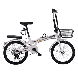 WOLWES  WOLWES Folding Bike, City Bike Bicycle, 6-Speed Folding Bicycle for Adult, High Carbon Steel Mountain Bicycle with Mudguard, for Men Women B, 20in