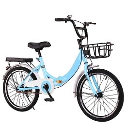 WOLWES  WOLWES Folding Bike, High-Carbon Steel Frame Folding Bikes, Height Adjustable, with Rear Carry Rack, Lightweight Portable Bike for Women and Men C, 20in