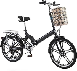 WOLWES Bike WOLWES Folding City Bike Bicycle, 7-Speed Folding Bicycle for Adult, High Carbon Steel Full Suspension Bicycle Easy Folding City Bicycle for Men Women A, 16in