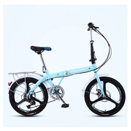 DJYD Bike Women Folding Bike, 20 Inch 7 Speed Adults Foldable Bicycle Commuter, Light Weight Folding Bikes, High-carbon Steel Frame, Pink Three Spokes FDWFN (Color : Blue Three Spokes)