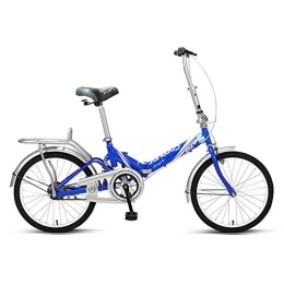 WJSW Folding Bike Women Folding Bike, Adults Mini Light Weight Foldable Bicycle, High-carbon Steel Frame, Front and Rear Fenders, Kids Urban Commuter Bicycle, Blue, 20 Inches