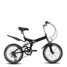 WSGYX Bike WSGYX 20 Inch Shock-absorbing Folding Variable Speed Bicycle Female Male Adult Student Ultralight Portable Folding Leisure Bicycle (Color : Black)