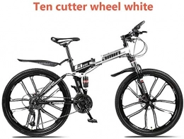 WSJYP Bike WSJYP 24 / 26 Inch Folding Mountain Bike, Adult Double Shock-Absorbing Racing Car, Off-Road Speed Change, Fast Cycling for Male and Female Students, 27speed-White 24in