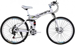 WSJYP Bike WSJYP Adult Mountain Bikes, 24 Inch Lightweight Mini Folding Bike, Small Portable Bicycle, Student ​Gears Dual Disc Brakes Mountain Bicycle for Tall People, White