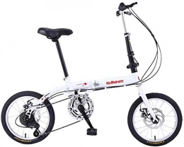 WSJYP Bike WSJYP Mini Folding Bike, Women Children 16 Inch Variable Speed Lightweight Small Portable Bicycle With Disc Brake, White