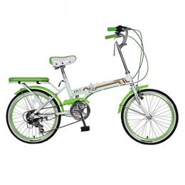 WUYUESUN Bicycle Folding Bicycle Unisex 20 Inch Small Wheel Bicycle Portable 7 Speed Bicycle (Color : GREEN, Size : 150 * 30 * 65CM)
