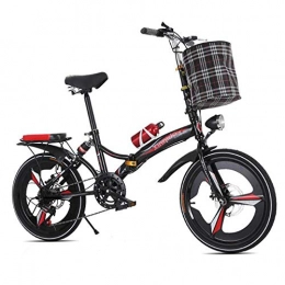 WX Folding Bike WX 20 Inch Folding Bike, Portable Small Bicycle, Ultra-Light Variable Speed Disc Brake Bicycle for Adult Male and Female Student, Black