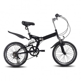 WX Folding Bike WX 20 Inch Folding Bike with 6-Speed Shift, Portable Outdoor Small Bicycle for Male and Female Adult Students, Black