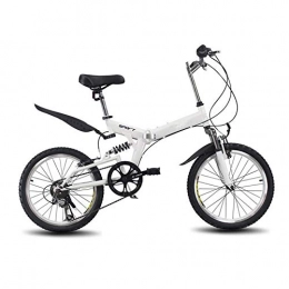 WX Folding Bike WX 20 Inch Folding Bike with 6-Speed Shift, Portable Outdoor Small Bicycle for Male and Female Adult Students, White