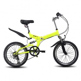 WX Folding Bike WX 20 Inch Folding Bike with 6-Speed Shift, Portable Outdoor Small Bicycle for Male and Female Adult Students, Yellow