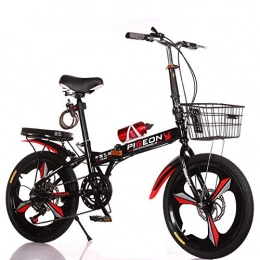 WX Folding Bike WX Folding Bicycle, Ultra-Light Small Mountain Bike, 20-Inch 6-Speed Shift, Suitable for Men, Women, Adults, Students, Child, Red
