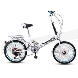 WX Bike WX Students Folding Bicycle, Adult Variable Speed Shock Absorption Bike, Lightweight and Portable, Suitable for Men, Women, Teenagers, 20 inches, White