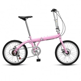 WX Folding Bike WX Variable Speed Bicycle with 6 Gears, Dual Disc Brakes, 20-Inch Adult Folding Bike, Ultra-Light Portable Student Mini Small Bicycles, Pink